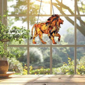 Lion Ornament Acrylic Window Hanging, Gift for Wild Animal Lovers, Home Wall Room Hanging Decor, Christmas Decorations