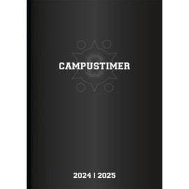 Alpha Edition - Campustimer Black 2024/2025 Semester Planner, 10 x 15 cm, Calendar with 192 Pages, Note Area, Address Section, August to July of the Following Year and International Calendar
