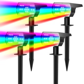 NYMPHY Solar Color Changing Lights, 7 Lighting Modes Solar Lights Outdoor Waterproof IP68, Multicolor RGB Outdoor Lights for Garden Yard Landscape Decorations- 4 Pack