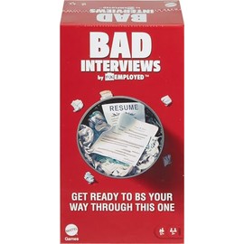 Mattel Games Bad Interviews by Funemployed Party Game, Game Night for 3 or More Players, Hilarious Quick-Thinking Interview Card Game