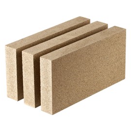 3-Pack Fire Bricks for Wood Stove Fireplace, 9"x4.5"x1.25" 2700°F Cuttable Insulated Vermiculite Refractory Bricks for Wood Stove Bricks, Fireplace Brick, Kiln Lining