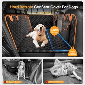 Chioratree Back Seat Extender for Dogs,Hard Bottom,Waterproof Dog Car Seat Cover for Back Seat Holds 450 lbs - Detachable, Scratch-Proof and Anti-Slip Dog Hammock for Cars, SUVs and Trucks, Bk+ORG