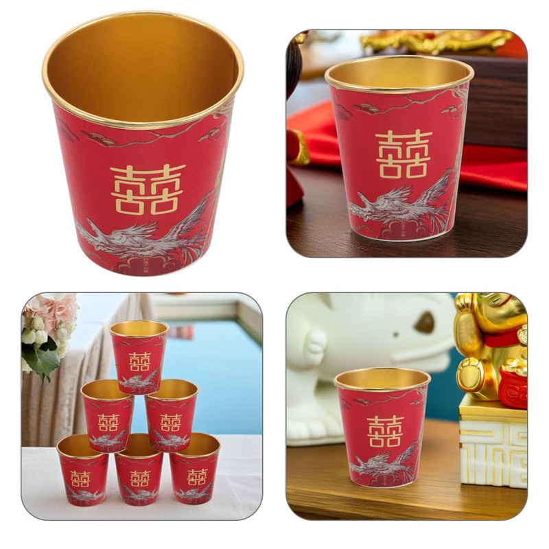 PLAFOPE 50pcs Elegant Disposable Tea Cups Chinese Paper Cups for