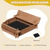 Wood Sandbox with 2 Foldable Bench Seats, Kids' Outdoor Cedar