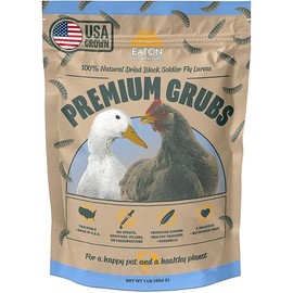 Eaton Pet and Pasture Premium Grubs, USA Grown Dried Black Soldier Fly Larvae, High Calcium Treat for Chickens, Ducks, Wild Birds (1 LB)