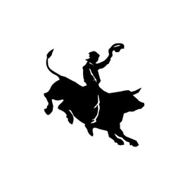 Rodeo Cowboy Bull Riding Decal Bullriding Black Vinyl Sticker 5 Inch x 5 Inch