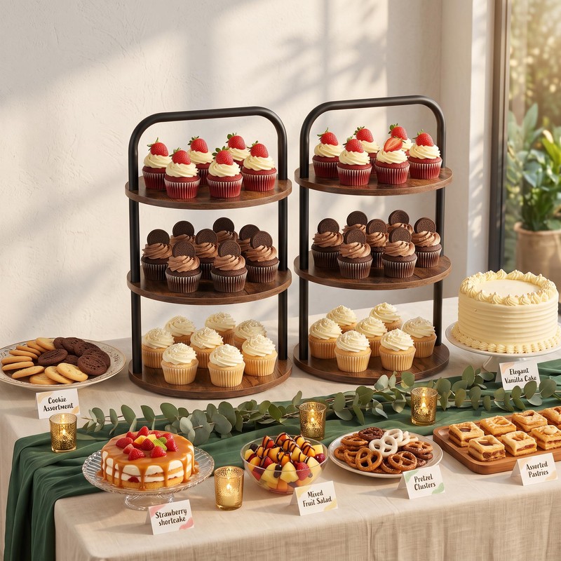 Wooden Cupcake Stand 2 Pack, Large Cupcake Tower Stand for