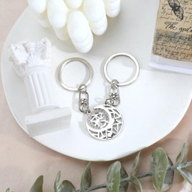 MUCOOS Set of 2 Key Chains, Lucky Charm for Women, Couple Gifts, Birthday Gifts for Friends, Cute Small Gifts for Women, silver