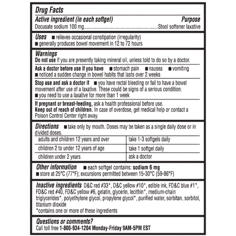 berkley jensen Stool Softener Laxative, Docusate Sodium 100 mg, Stimulant-Free