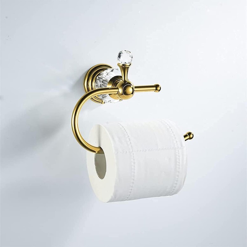 WNEBATH Gold Crystal Toilet Paper Holder, Golden Bathroom Toilet Paper