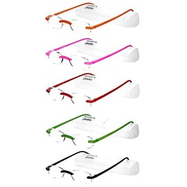 Calabria 715 Flexies Rimless Reading Glasses +2.75 Celery/Ebony/Fuchsia/Red/Tangerine (5Pack) Men Women Readers Bending Slim