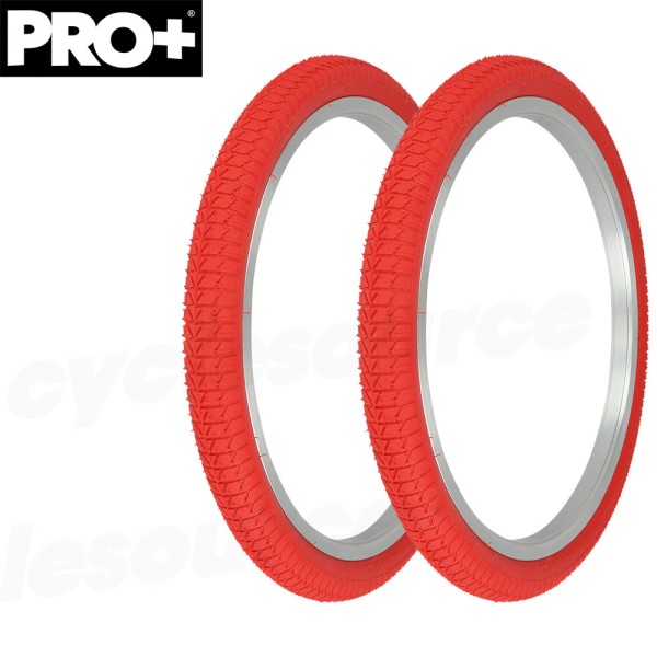 PRO+ Bicycle TIRES 20" x 1.75 ALL RED Semi-Slick Tread