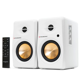 Prosonic BT30 Powered Bluetooth Bookshelf Speakers, Studio Monitor, Home Theater, Turntable, with Optical Input, Coaxial Input, Aux Inputs, 4" Woofer 40W x 2, (White)