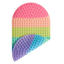 Joiyota Baby & Toddler Bath Mat for Tub，Silicone Non Slip Bathtub Mat for Kids with 27 x 15 Inches for Storage, Rainbow Bathbub Mat with Push Pop Bubbles, Machine Washable Shower Mat, Colorful, Oval