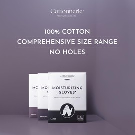 4 Pairs Cottonnerie Basics Cotton Gloves for Dry Hands Sleeping, Moisturizing Gloves Overnight, Hand Moisturizer Gloves, Moisture Gloves for Dry Hands Overnight, Sleeping Gloves, Medium
