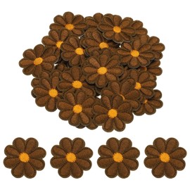 MECCANIXITY Flower Iron-on Patches Embroidered Sew Flower Patch Appliques Repair Patches for Clothing Repair Backpack Shoes Decoration 90x90mm/3.54x3.54 Pack of 30(Brown)
