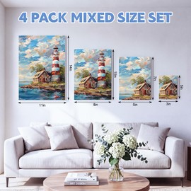 Canvases for Painting, Muti-Size Stretched Painting Canvas Blank Canvas for Oil & Acryli, Classroom & Home Art with 3"x5", 5"x7", 8"x10", 11"x14", 4 Pack