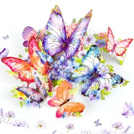 DERAYEE Pop Up Card, 3D Butterfly Flowers Greeting Cards with Envelope for Women, Mother’s Day Card, Birthday Card, Valentines Day Card for Wife, Sister, Grandma, Daughter, Girlfriends (Purple)