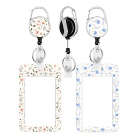 2 Pack Badge Holder and Heavy Duty Retractable Reel, ID Badge Holders with Retractable Clip for Nurse Teacher Student Office Women Men