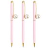 3 Pcs Pearl Decorative Metal Ballpoint Pen Ball Pen 0.7mm