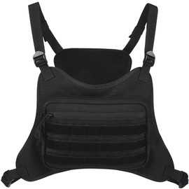 AMHEH Tactical Chest Bag Military Molle Vest Pack Rig Front Body Edc Running Water Resistant Carrying Pouch for Men Women 3L (Black)