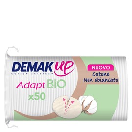Demak'Up Adapt Organic Cotton Pads for Make-Up Removal - Face and Eyes - 100% Natural Organic and Unbleached Cotton Fibres - GOTS Certified - 50 Cotton