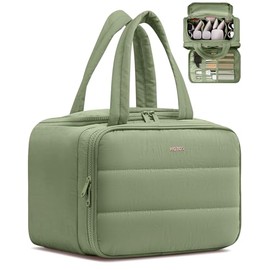 HOTOR Travel Toiletry Bag - Wide-Open Toiletry Bag for Women, Multi-Pocket Makeup Bag for Travel Essentials, Wet & Dry Separation Travel Accessories for Business Trip, Gym, 11.5"×5.9"×8.4", Green