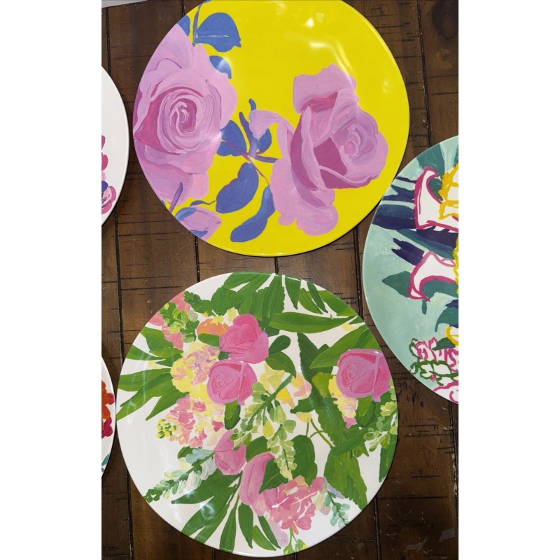 Anthropologie Paint + Petals Bridgette Thornton Melamine 5 Floral Dinner