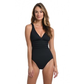 La Blanca Women's Standard Island Goddess Multi Strap Cross Back One Piece Swimsuit, Black, 10