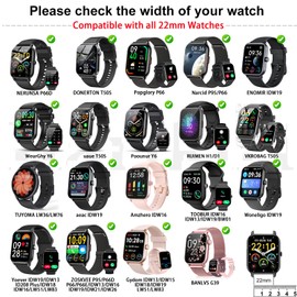 Harikiri Bracelet Compatible with Popglory P66.22 mm Soft Silicone Bracelet for Nerunsa P66D, Donerton T50S/T50H, TOOBUR/ENOMIR/Yoever//Poounur/RUIMEN IDW13/IDW16/IDW18/IDW19/BW0/LW51/LW11/L WW83