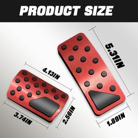 Wedcool 2PCS Brake Foot Pedals, Aluminum Brake Kits, Foot Pedal Pad Replacement, Non-Slip Car Pedal Covers, Auto Aluminum Pedal Covers Accessories, Car Accelerator Proctection Covers for Jeep (Red)