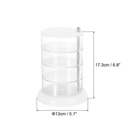 sourcing map Rotating Hair Accessories Organizer, 4-Layers Plastic Jewelry Holder, Rotating Makeup Organizer for Headband, Bows, Hair Tie, Scrunchie, Clear
