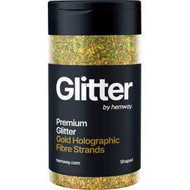Hemway Premium Glitter Shaker - Gold Holographic Strands | Shaped Metallic Flake Sequins for Resin & Epoxy Crafts | Craft Supplies for Tumblers, Festival | 86 g