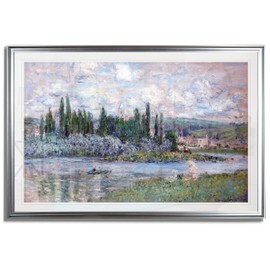 Monet Wall Art Collection View of Vetheuil, 1880 I By Claude Monet Fine Giclee Prints Wall Art In Premium Quality Framed Ready to Hang Silver Frame