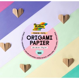 folia 89960 Premium Folding Sheets 70 g/m², Pastel, 10 x 10 cm, 500 Sheets in 10 Different Colours, for Crafts, Decorating and Decorating