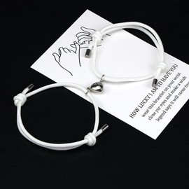 LUOKIFUR Pack of 2 Luminous Adjustable Rope Mutual Attraction Magnetic Bracelet Couple Bracelet for Boyfriend Girlfriend Lover Him Her Friendship Gift, Metal