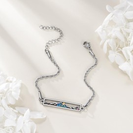 VENACOLY Mountain Bracelet S925 Sterling Silver Mountain Abalone Shell Jewellery Gift for Women