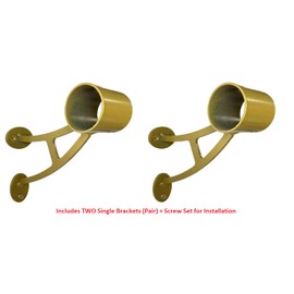 Athletic Bar Collared Ballet Brackets Single (Pair) Fixed Height Wall Mount Ballet Barre 2 Brackets Included for 1.5" to 1.67" Diameter for Wooden Ballet Barre Dowels (Gold A Shape)
