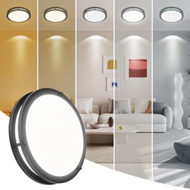 7.5 Inch Round Black Ceiling Light Fixture for Living Room - 7.5” Black LED Flush Mount Ceiling Lamp 2700K/3000K/3500K/4000K/5000K LED Kitchen Bathroom Light 12W