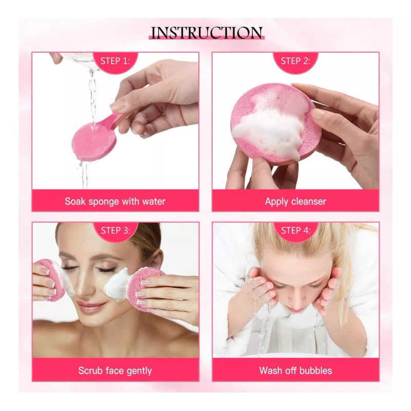 HCSNK Esponjas Faciales Comprimidas De Celulosa Limpieza 60pzs