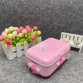 Tongyixin Mini Small Trolleys Money Box, Cute Trolley Luggage Organiser, Simulation Travel Suitcase, Piggy Bank, Hiking Case for Money, Funny Birthday Gifts, pink, 1