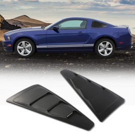 CHEDA Carbon Style Unpainted Black Quarter Side Window Louvers Board Compatible with 2005 2006 2007 2008 2009 2010 2011 2012 2013 2014 Ford Mustang