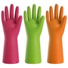 3 Pairs Rubber Cleaning Gloves for Household - Reusable Dishwashing