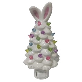 Bouasgh Cute White Resin Easter Bunny Night Light Perfect Easter Decoration and Nightlights for Children (White, 15x9x10cm)