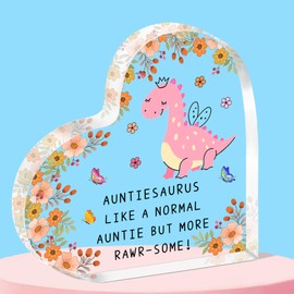 QMVMV Funny Auntiesaurus Gifts Auntie Acrylic Plaque from Niece Nephew Christmas Birthday Gifts for Auntie