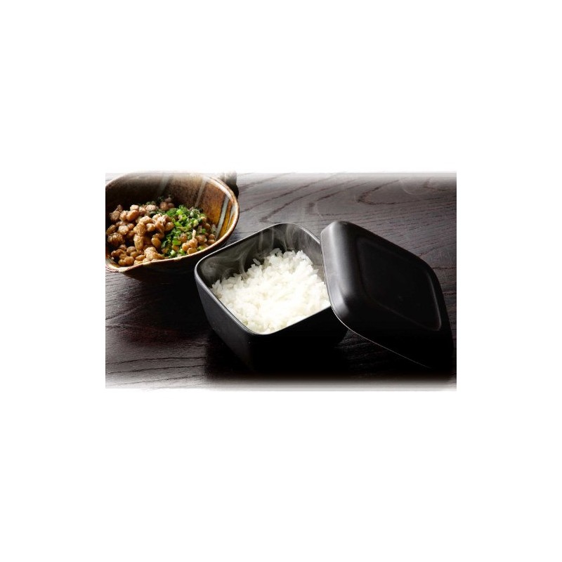 Santo 09747 Banko Ware Pottery, Black Glaze, Small Size, Square