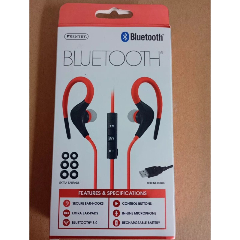 SENTRY BLWBT234 Earbuds Sport Hook Bluetooth RED