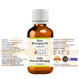 Greenwood Essential Natural Pure Bhringraj Oil (Eclipta alba) Therapeutic Quality for Hair, Skin and Aromatherapy 100 ml (3.38 oz)