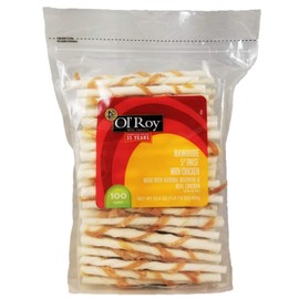 Rawhide with Chicken Twists All Natural OlRoy Dog Treats (100 Count) 1lb 8oz