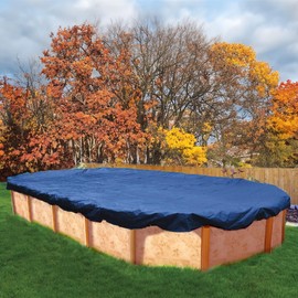 In The Swim Oval 15 x 30 Winter Cover for Above Ground Pools - Blue - Basic - Protects Your Pool from Harsh Winter Elements